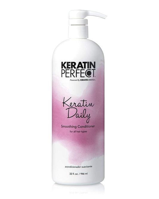 Keratin Perfect Keratin Daily Smoothing Conditioner - Hydrating, Healing, Detangling Keratin Nourishment for Damaged Hair - Boost Volume and Control Frizz - Clean Ingredients for Hair Health - 32 oz