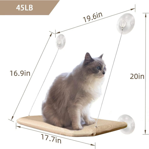 PETPAWJOY Cat Window Perch, Strong Suction Cups Easy Clean Safety Cat Hammock Window Seat for Large Fat Cat or Double Cats (Up to 50lbs)