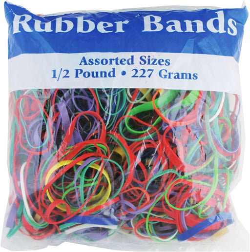 BAZIC Assorted Dimensions 227g/0.5 lbs. Rubber Bands, Multi Color