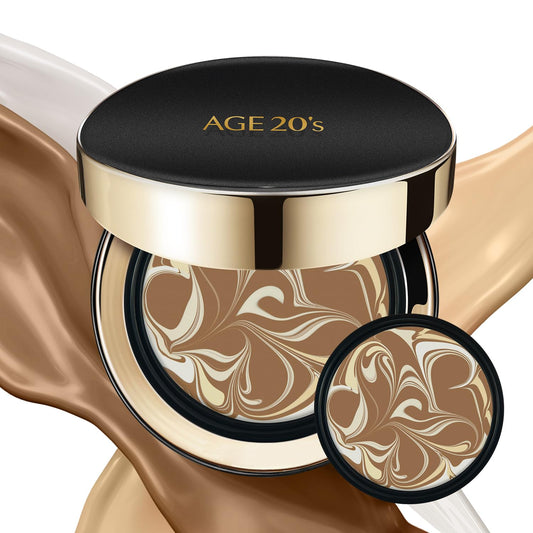 AGE20'S Signature Essence Pact SPF 50+ | Cream Foundation, Dewy Finish, Natural Coverage | Korean Cushion Foundation | 2 Refills Included | 31 Medium Tan