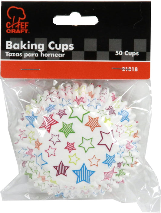 Chef Craft Paper Patterned Cupcake Liners, 50 Count, Blue/Pink/Green/Orange