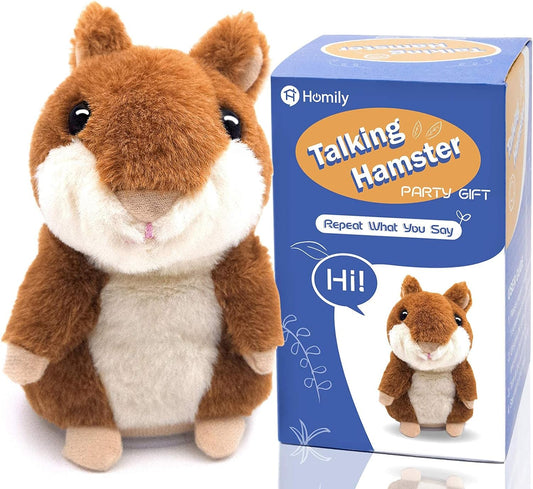 Homily Talking Hamster, Repeats What You Say Plush Animal Toy Electronic Hamster Mouse for Boys, Girls & Baby Gift