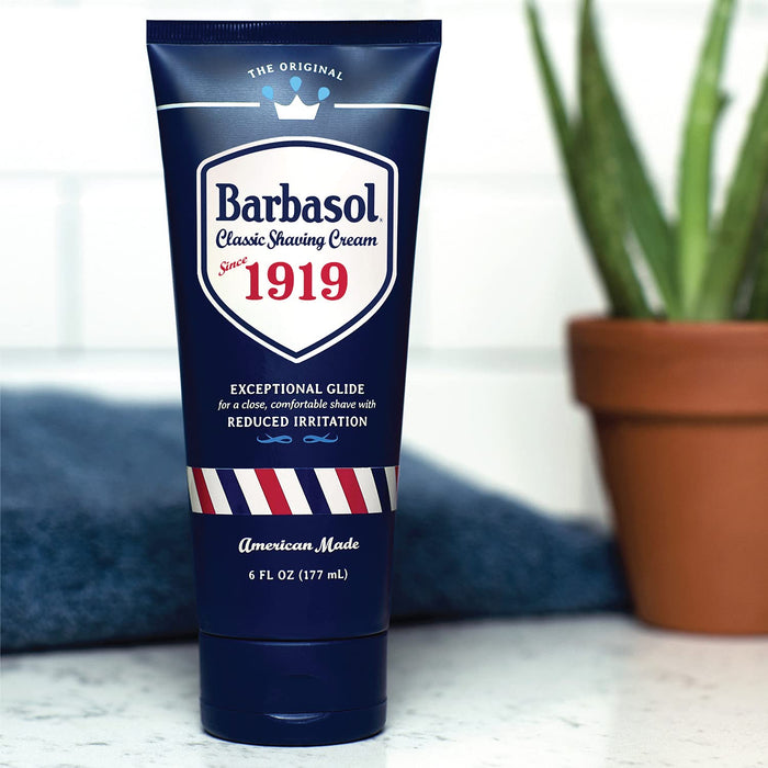 Barbasol 1919 Classic Shaving Cream  essential oils &amp; herbs ensures a refreshing shave that keeps you feeling clean,