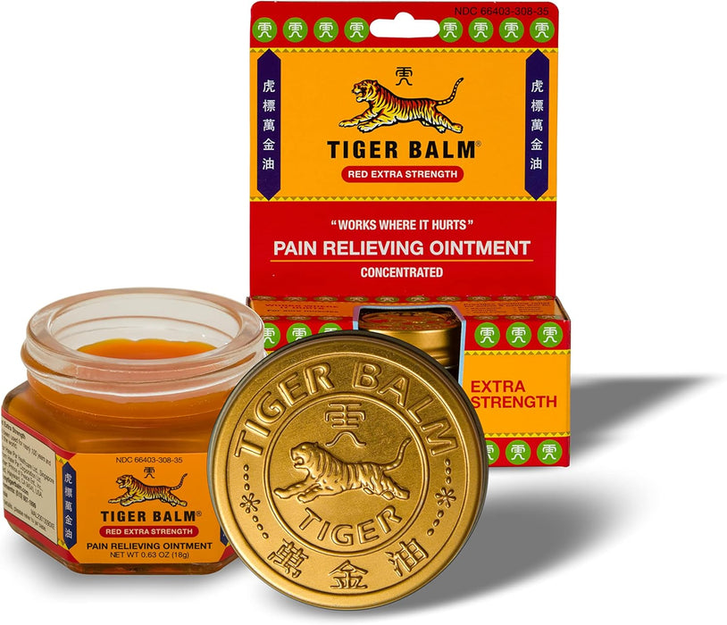 Tiger Balm Pain Relieving Ointment, Extra Strength, 0.63 Ounce, Cinnamon Yellow (Pack of 1)